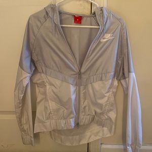 Nike White & Grey Windbreaker Jacket
